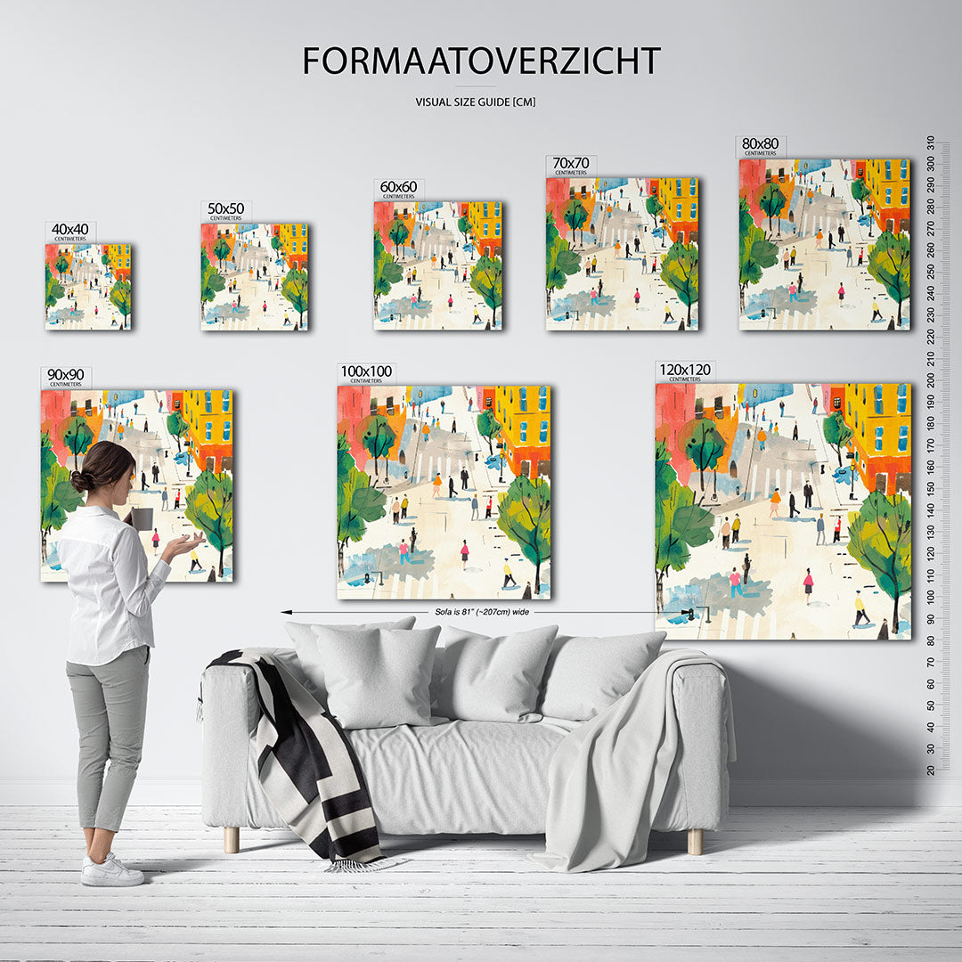 Stadsleven in kleur Kunstwerk