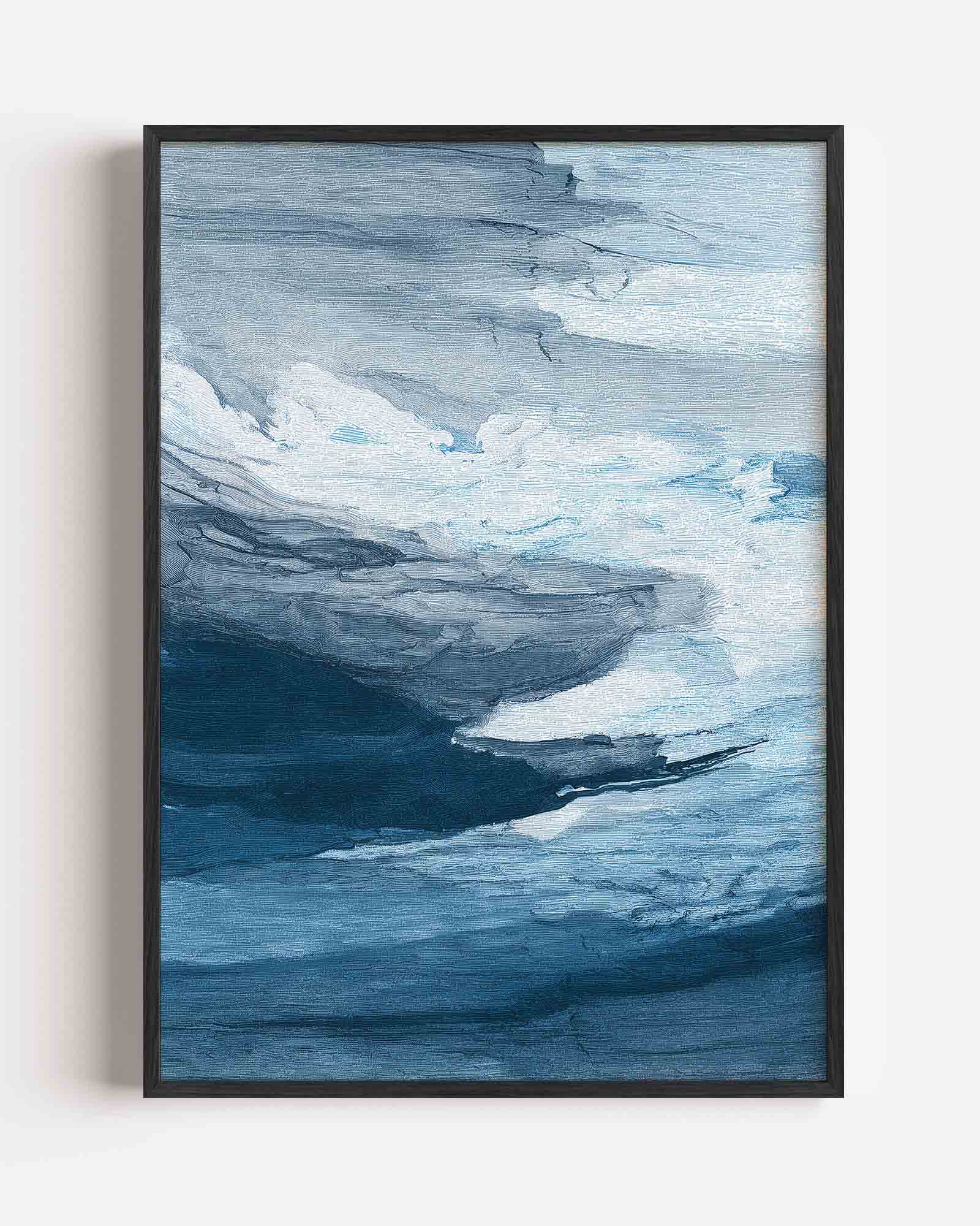 Blauwe en grijze golven Poster