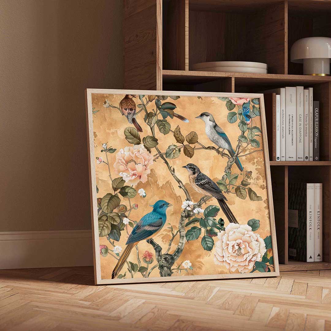 Vogels en bloemen Poster