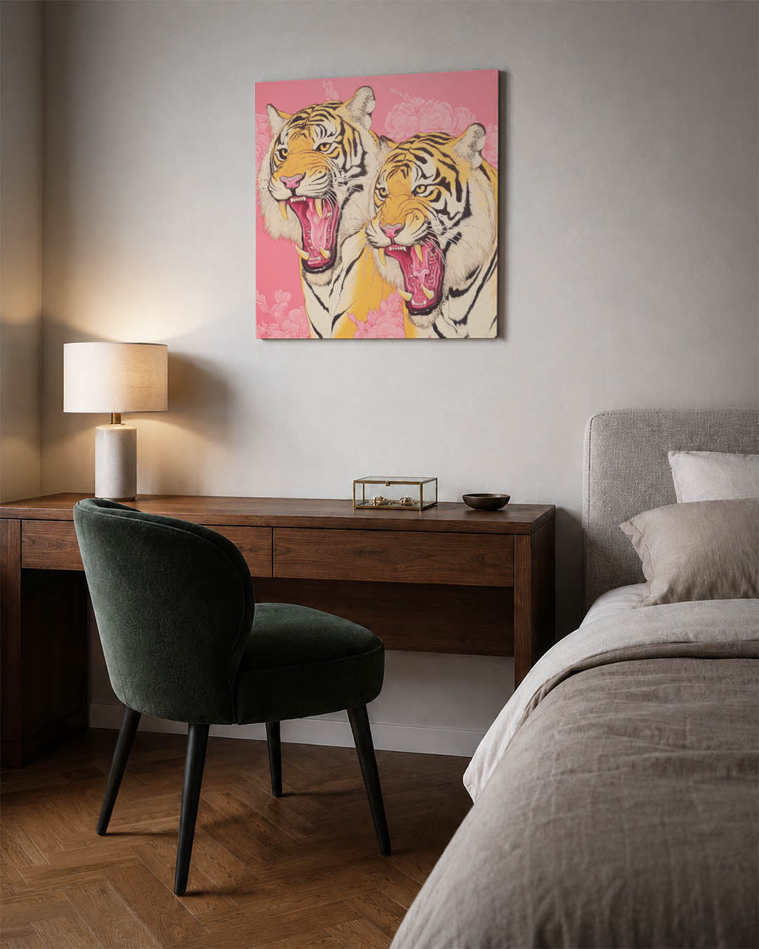 Twee brullende tijgers Kunstwerk