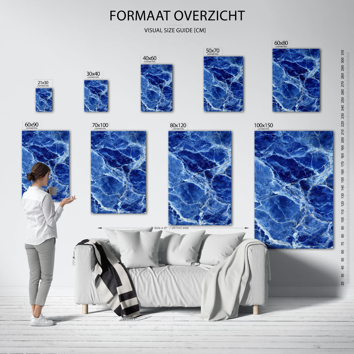 Blauwe marmerstructuur Poster