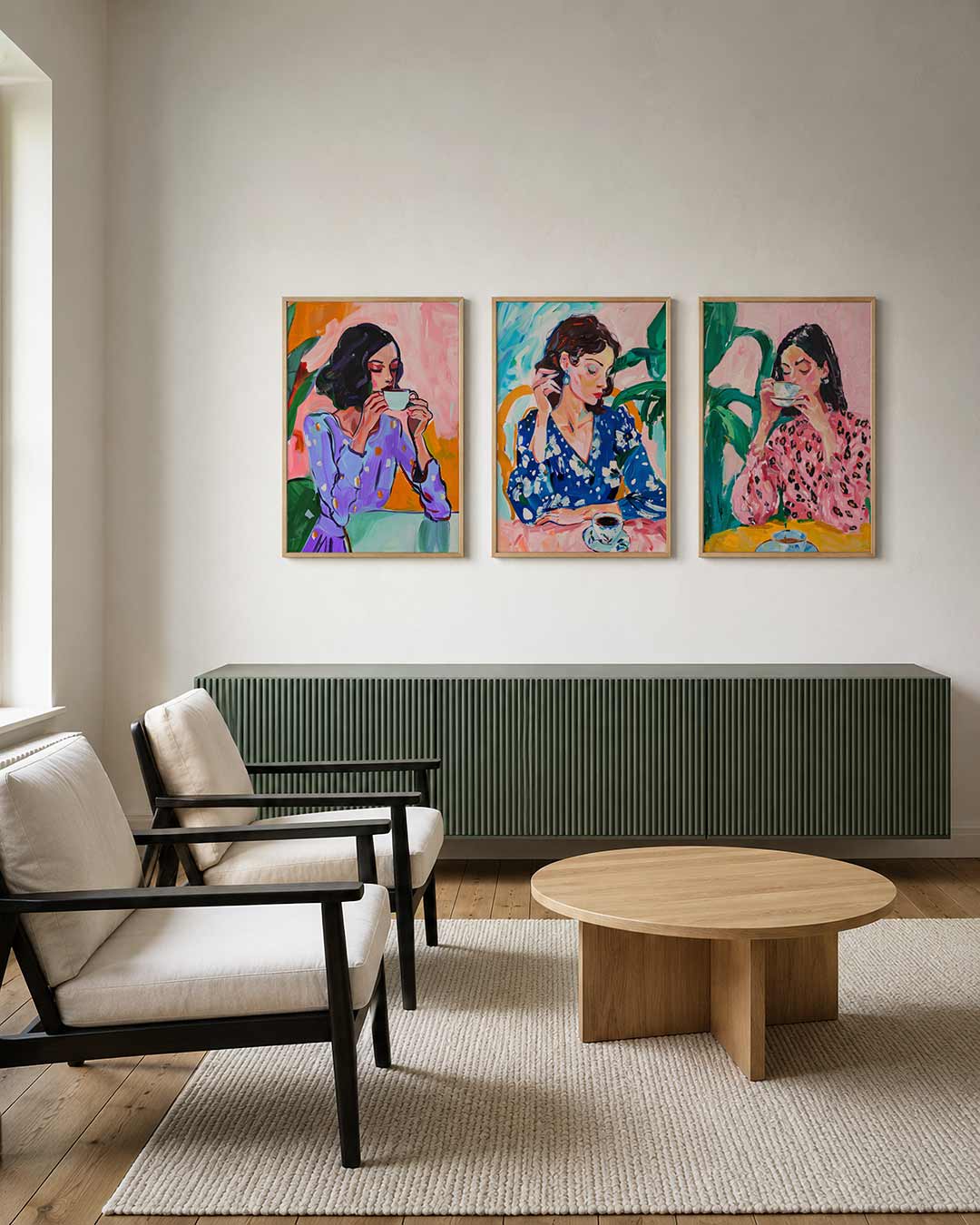 Kleurrijke koffiepauze Posterset