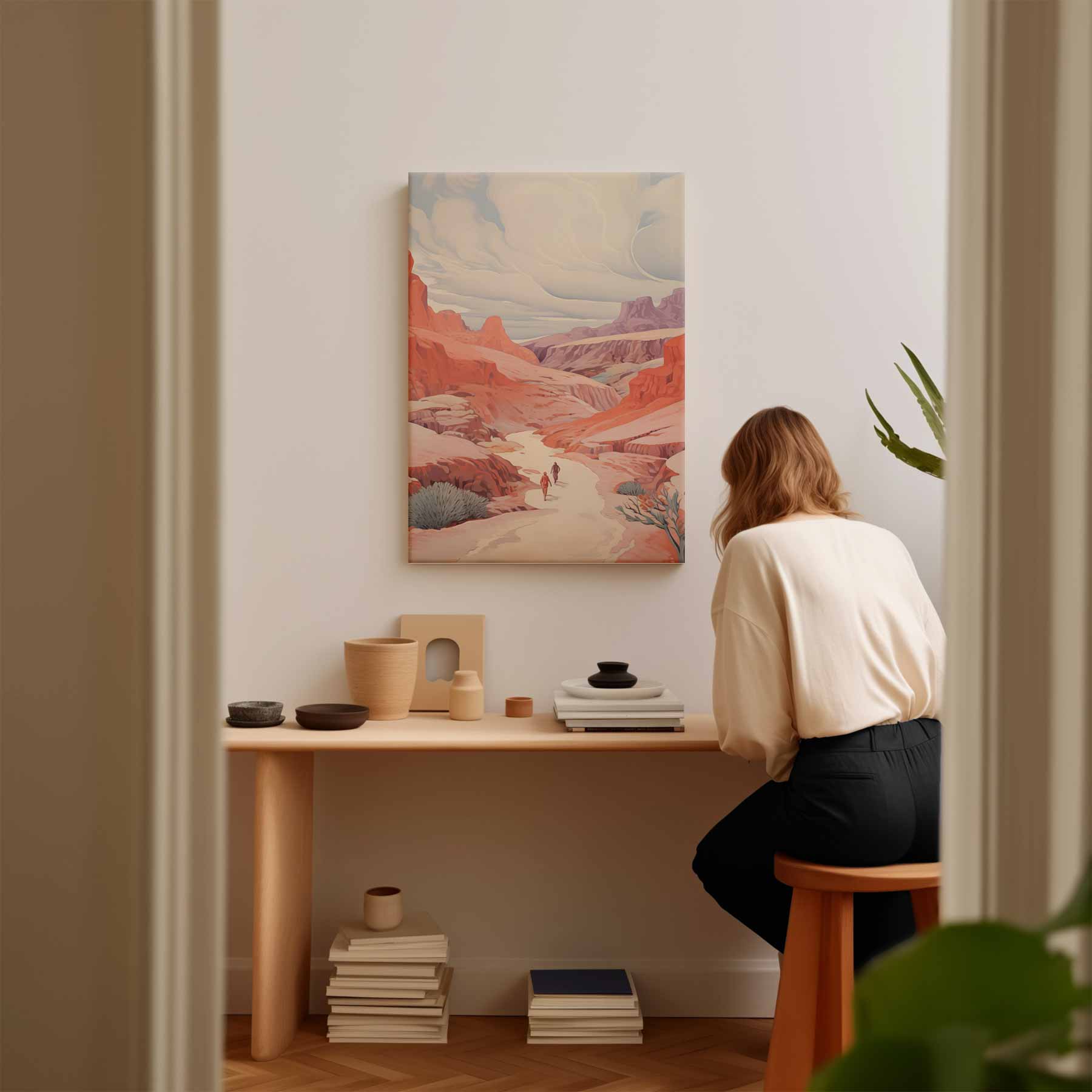 Wandeling door de Canyon Kunstwerk-canvas-dibond-plexiglas-wanddecoratie-WallArtistic