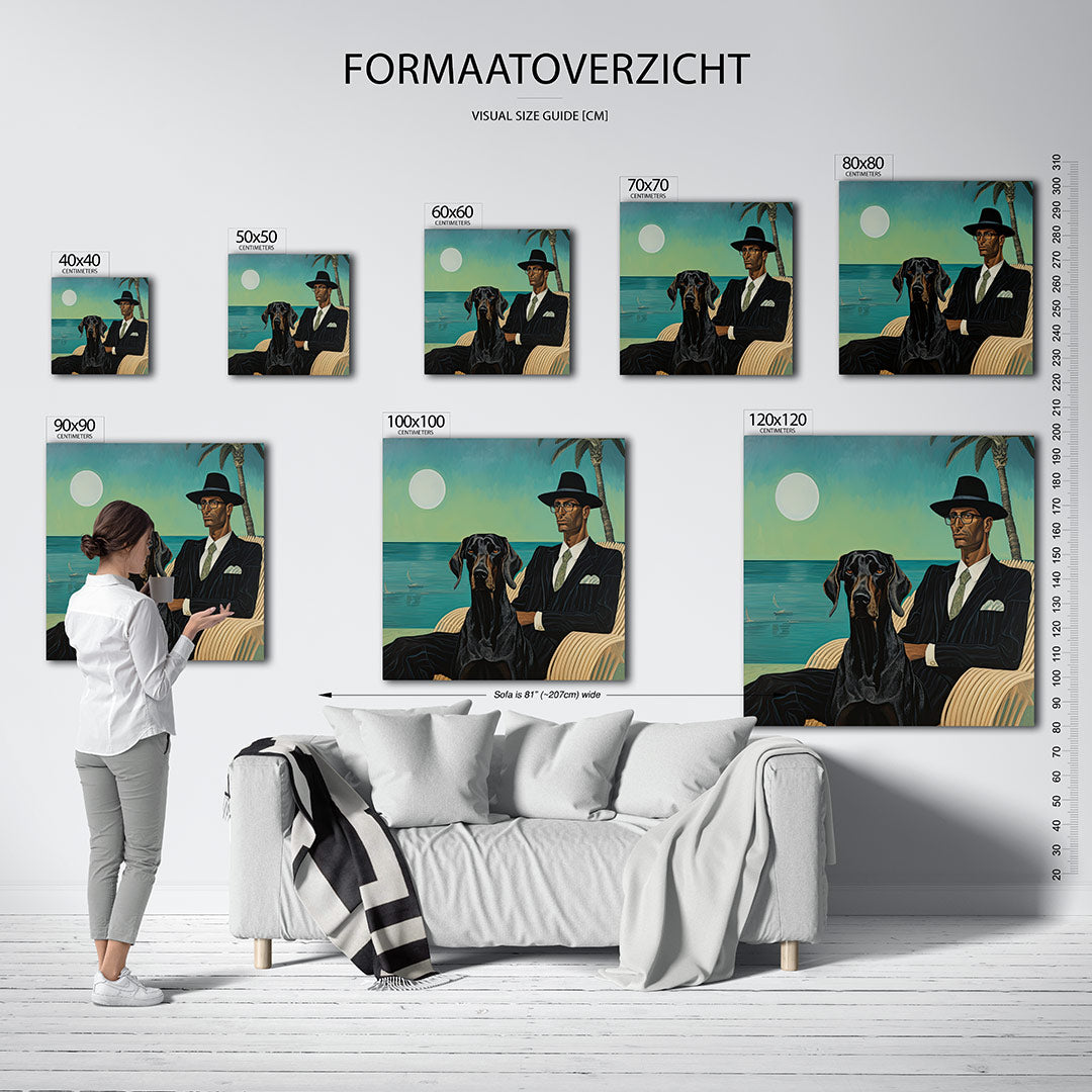 Man met hond Kunstwerk