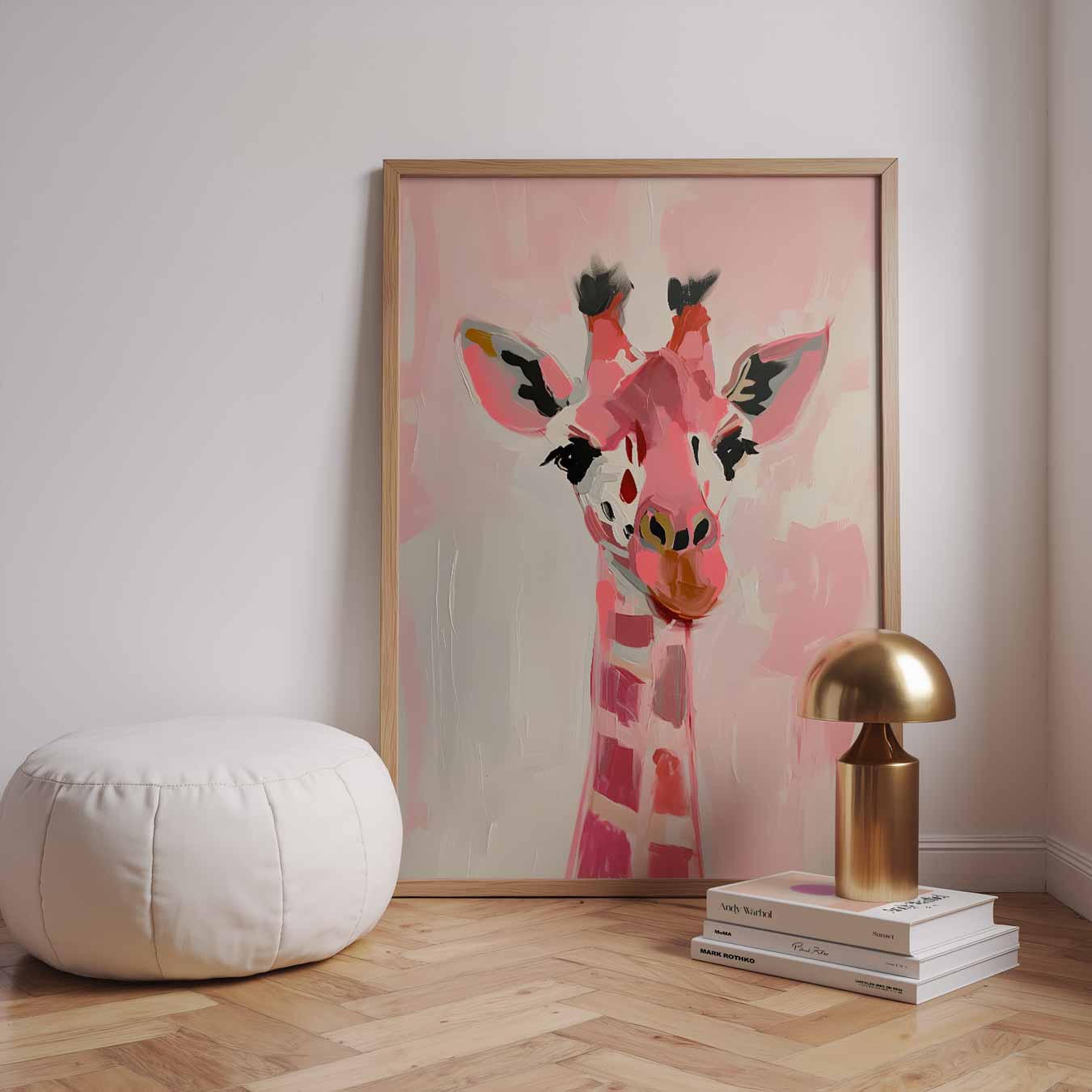 Speelse Roze Giraf Poster-WallArtistic