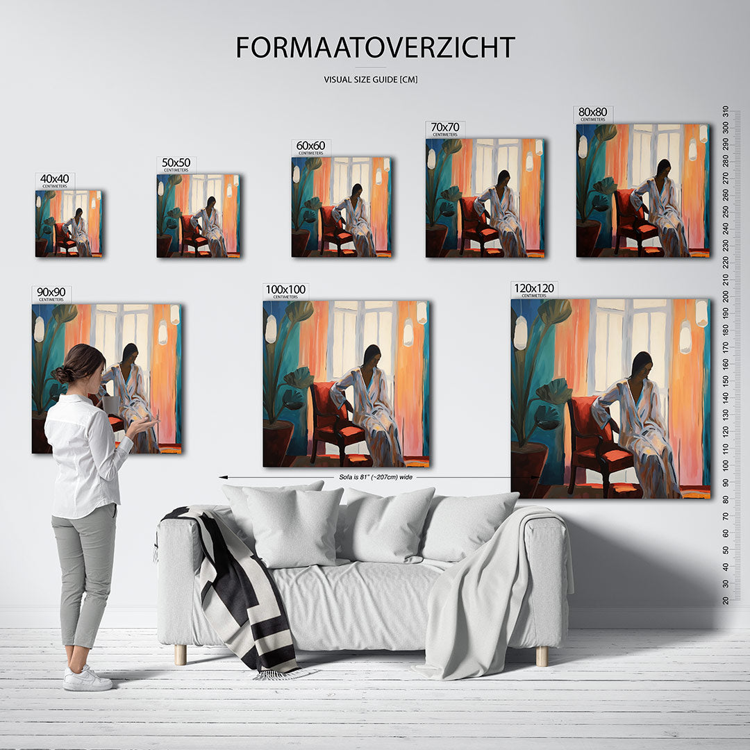 Vrouw in interieur Kunstwerk