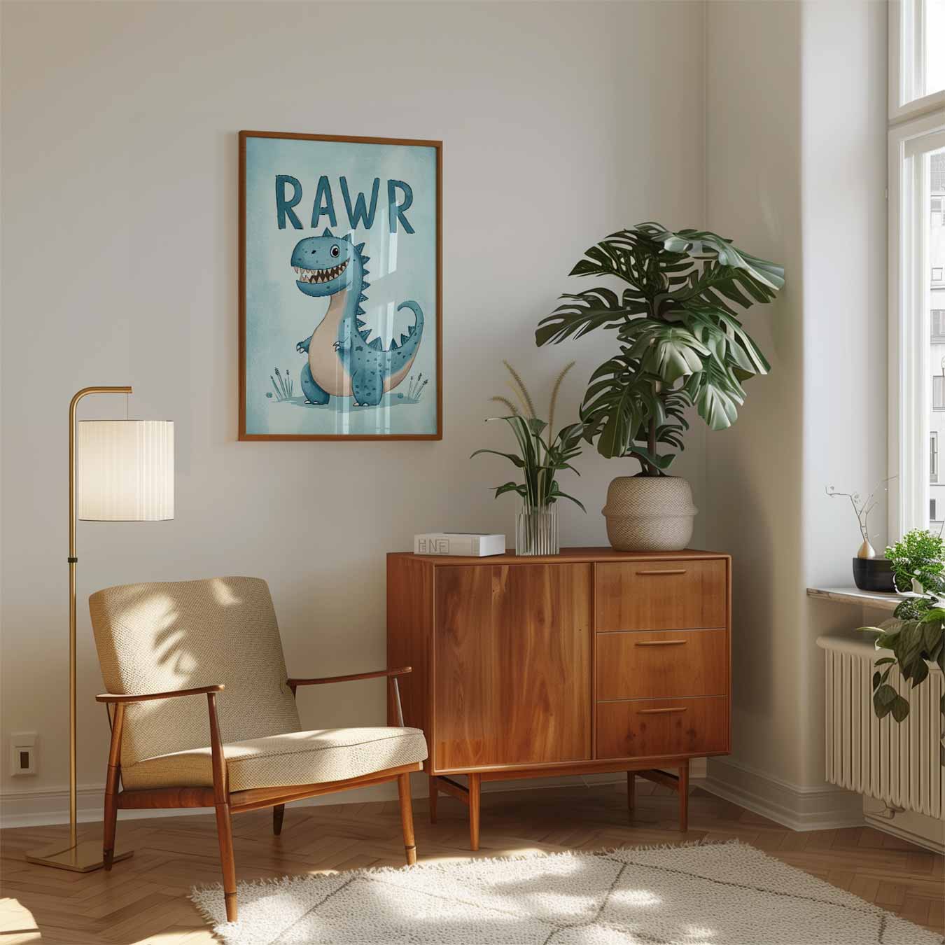 Schattige Dino "Rawr" Poster-WallArtistic