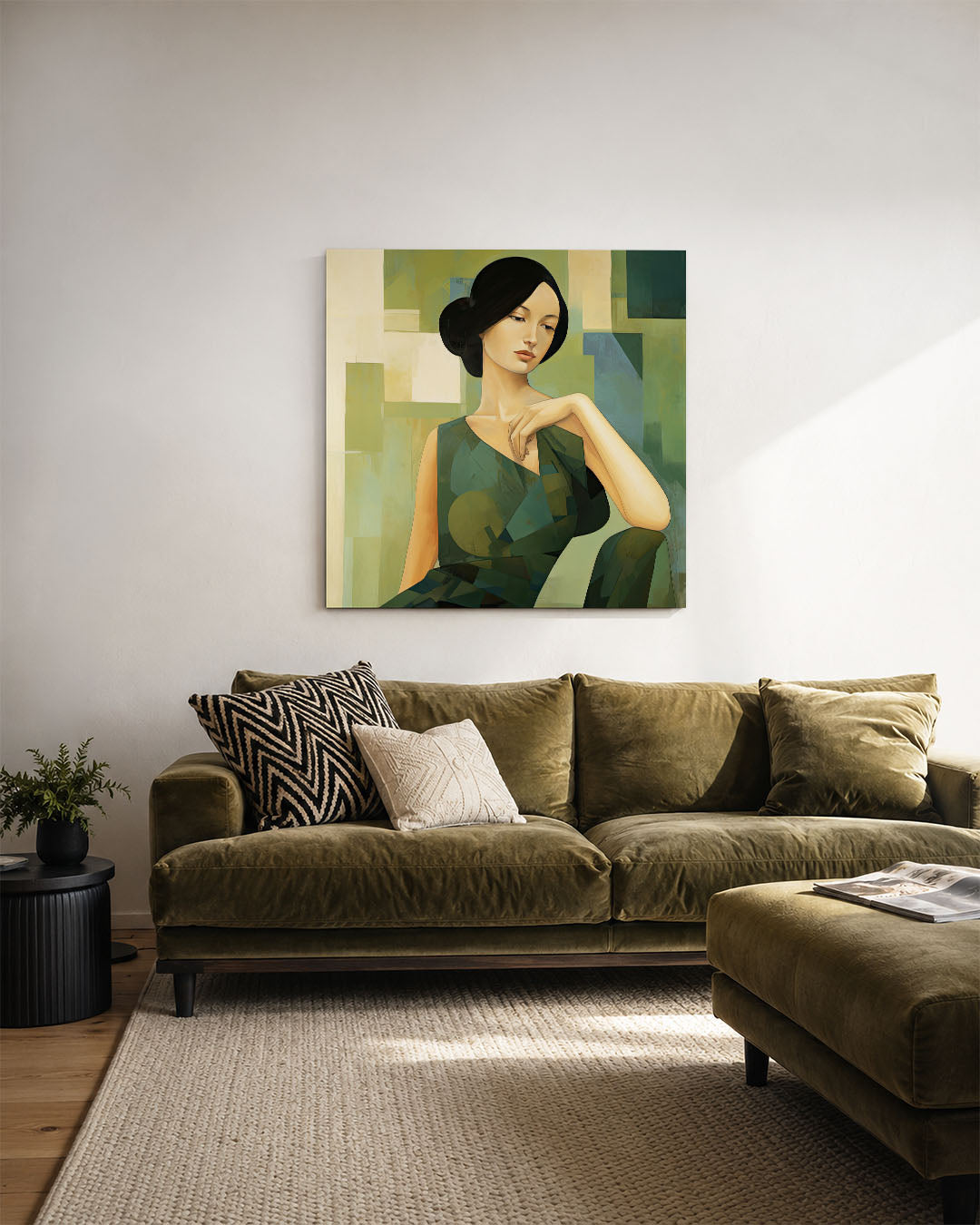 Vrouwelijk portret geometrisch Kunstwerk