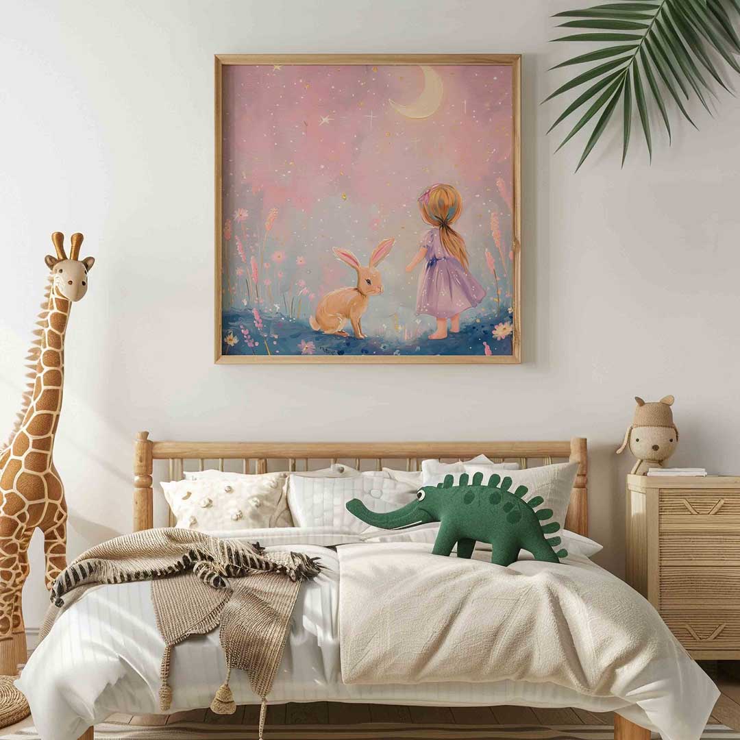 Meisje en konijn Poster