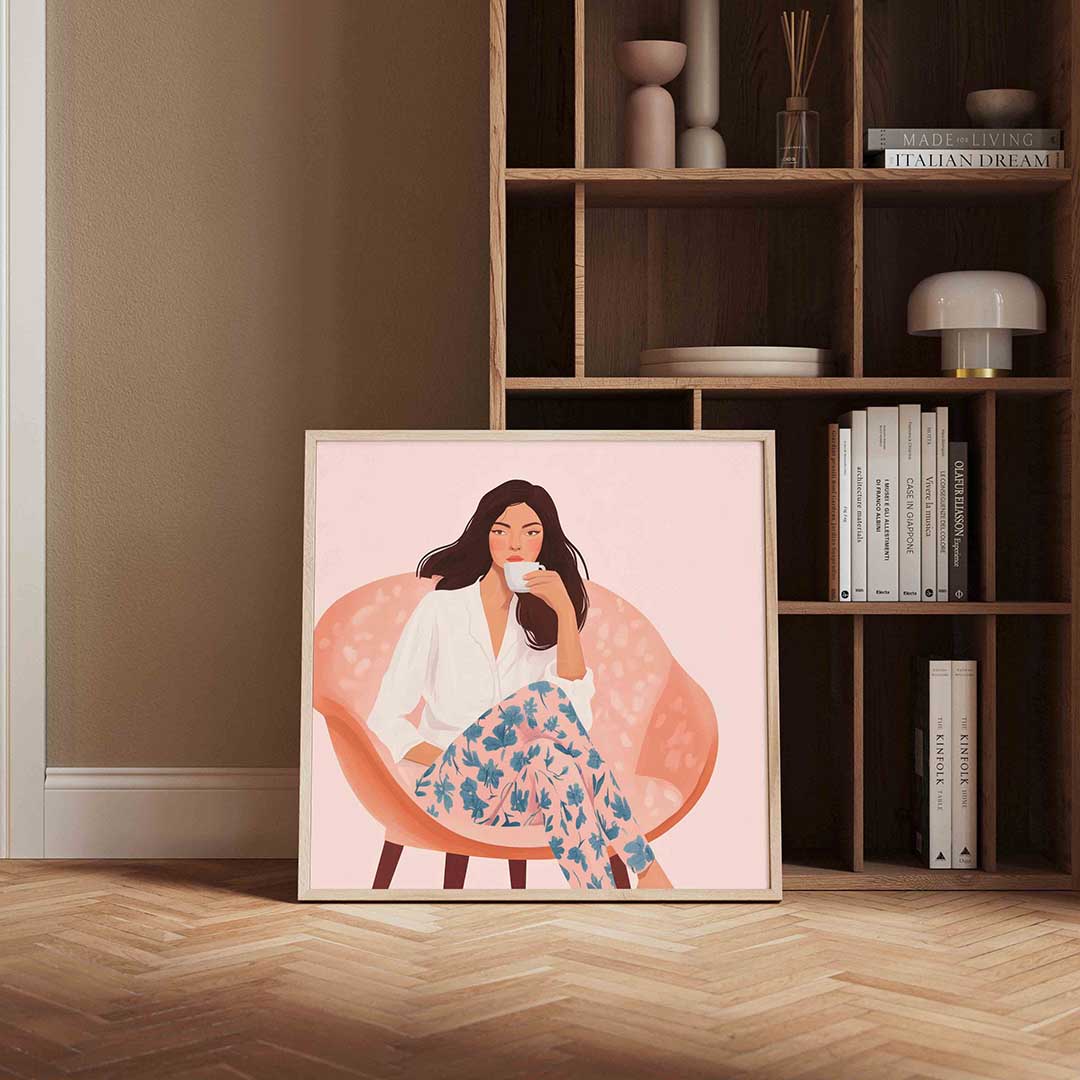 Vrouw met kopje Poster