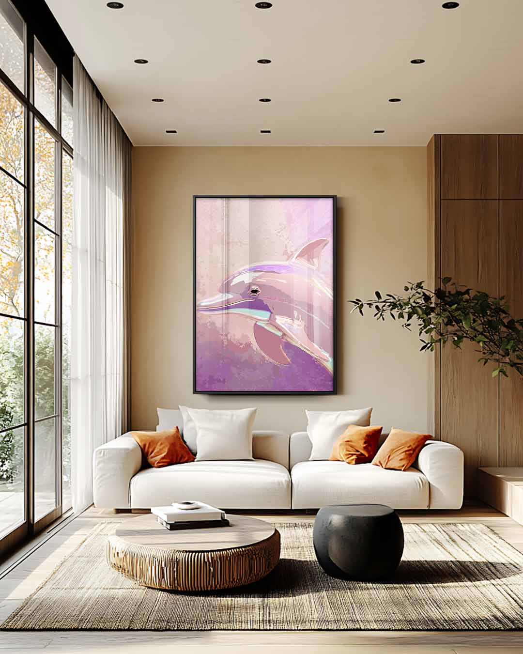 Dromerige Dolfijn Kunstwerk Kunstwerk-canvas-dibond-plexiglas-wanddecoratie-WallArtistic