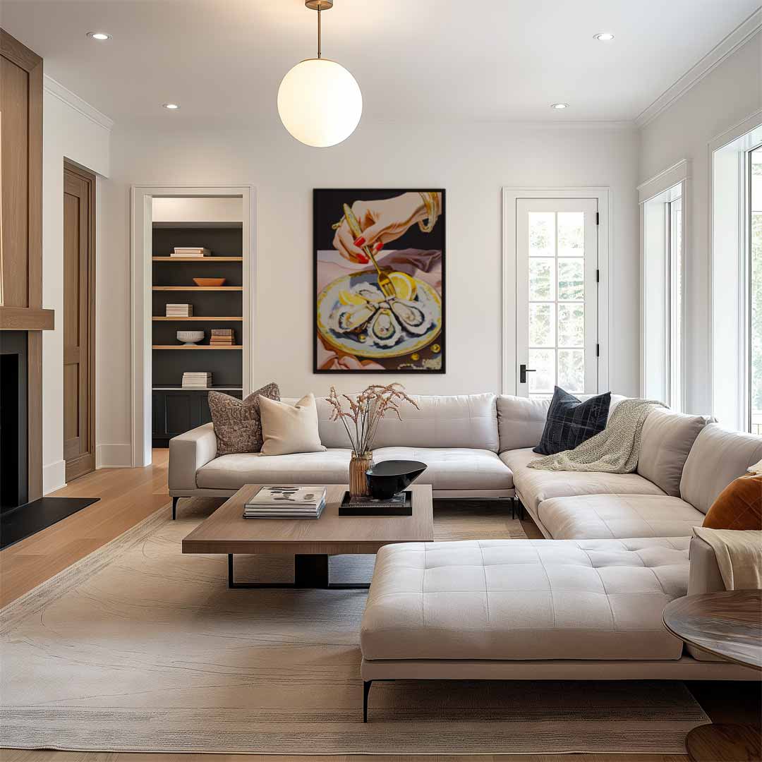 Luxe Oestermaaltijd Schilderij Kunstwerk-canvas-dibond-plexiglas-wanddecoratie-WallArtistic