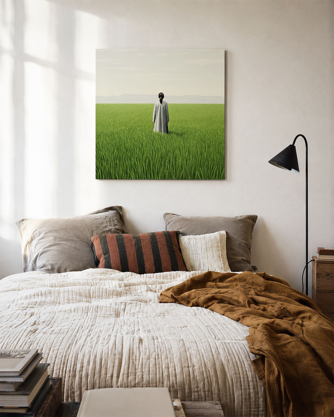 Vrouw in weide Kunstwerk
