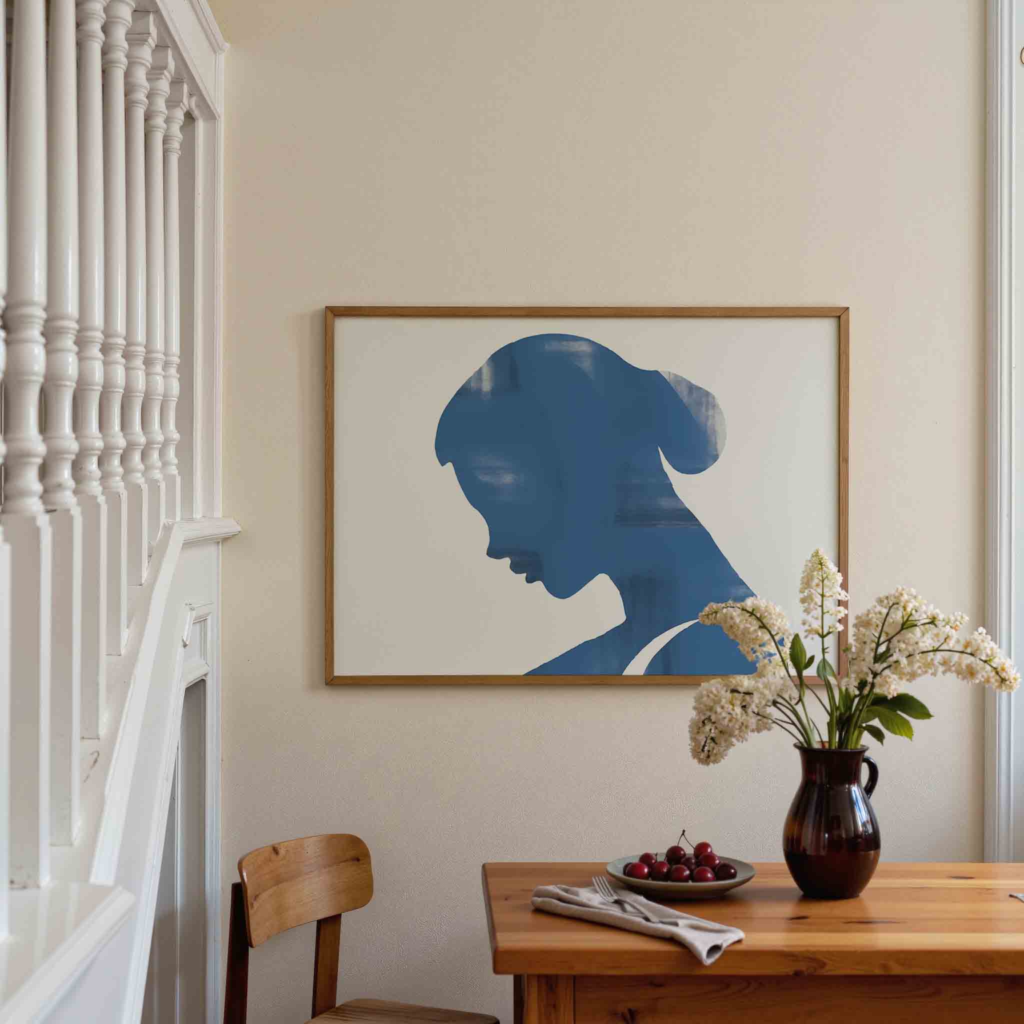 Blauw silhouet Poster