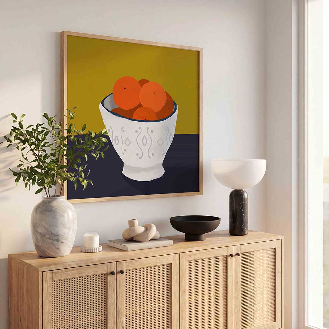 Schaal met sinaasappels Poster