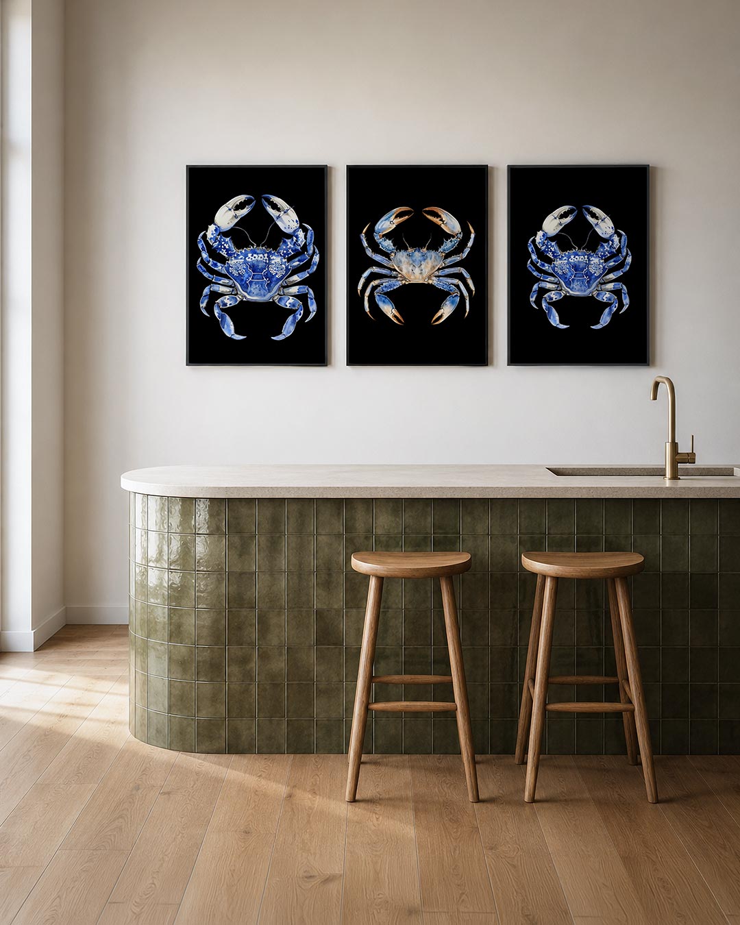 Blauwe krab illustratie Posterset