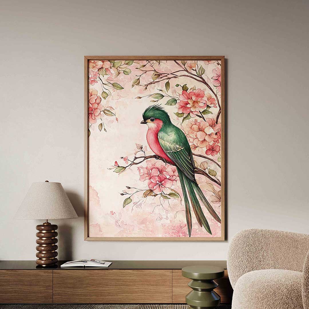 Vogel en bloemen Poster