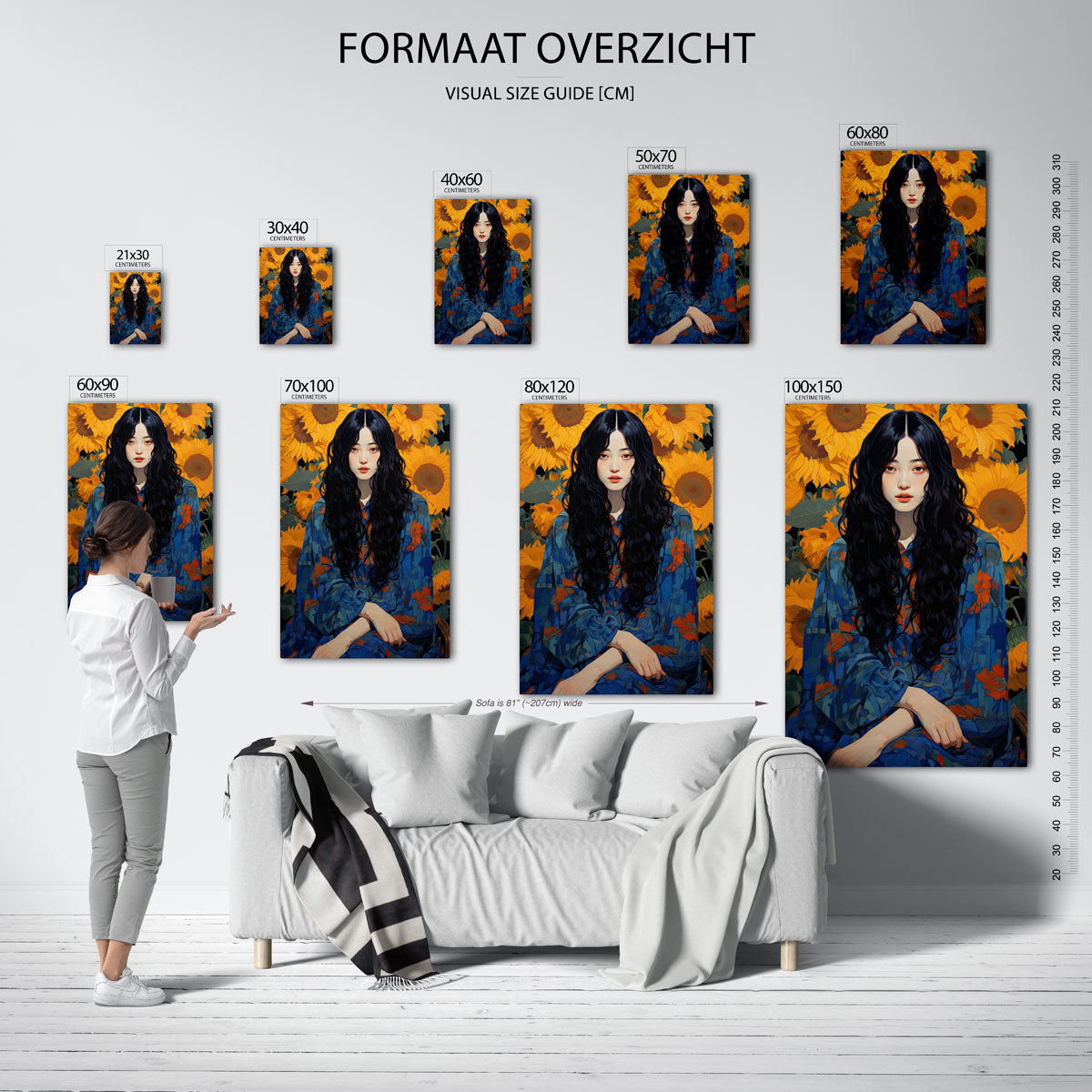 Vrouw met zonnebloemen Poster