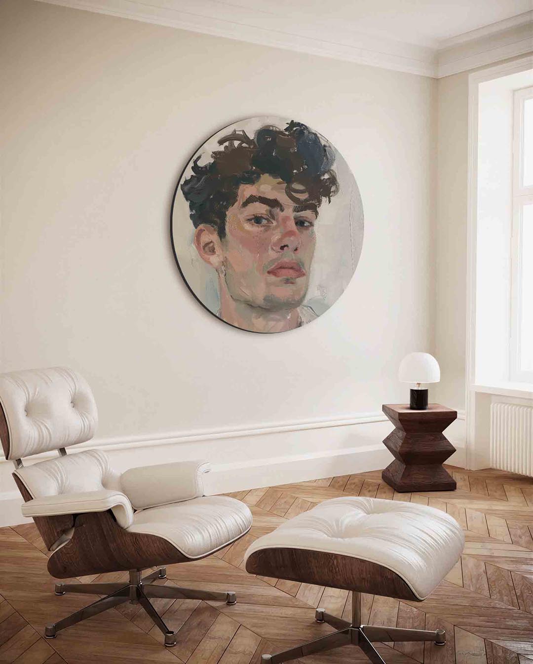 Portret met krullend haar Muurcirkel
