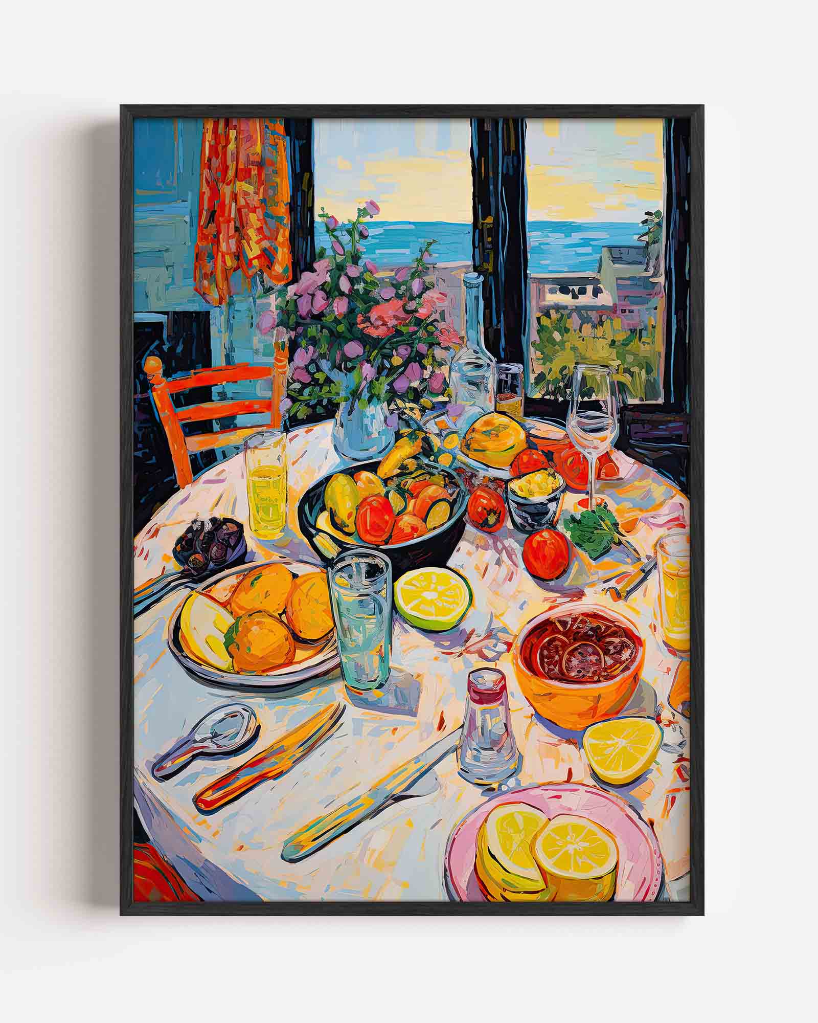 Fruit en bloemen tafel Poster