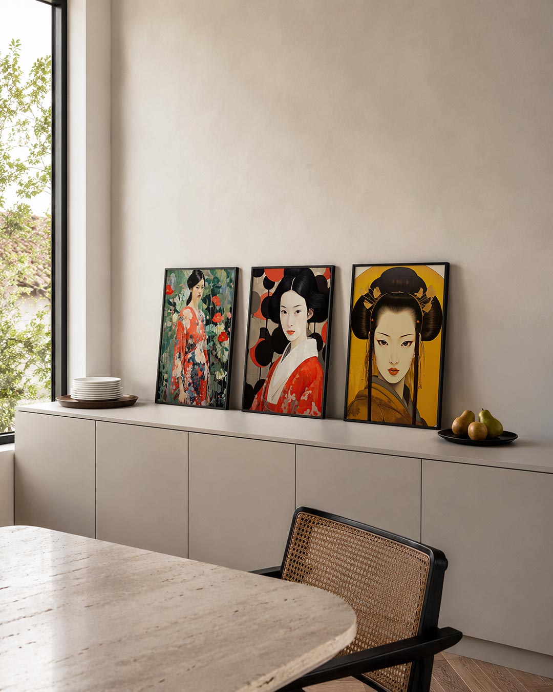 Bloemen en kimono Posterset