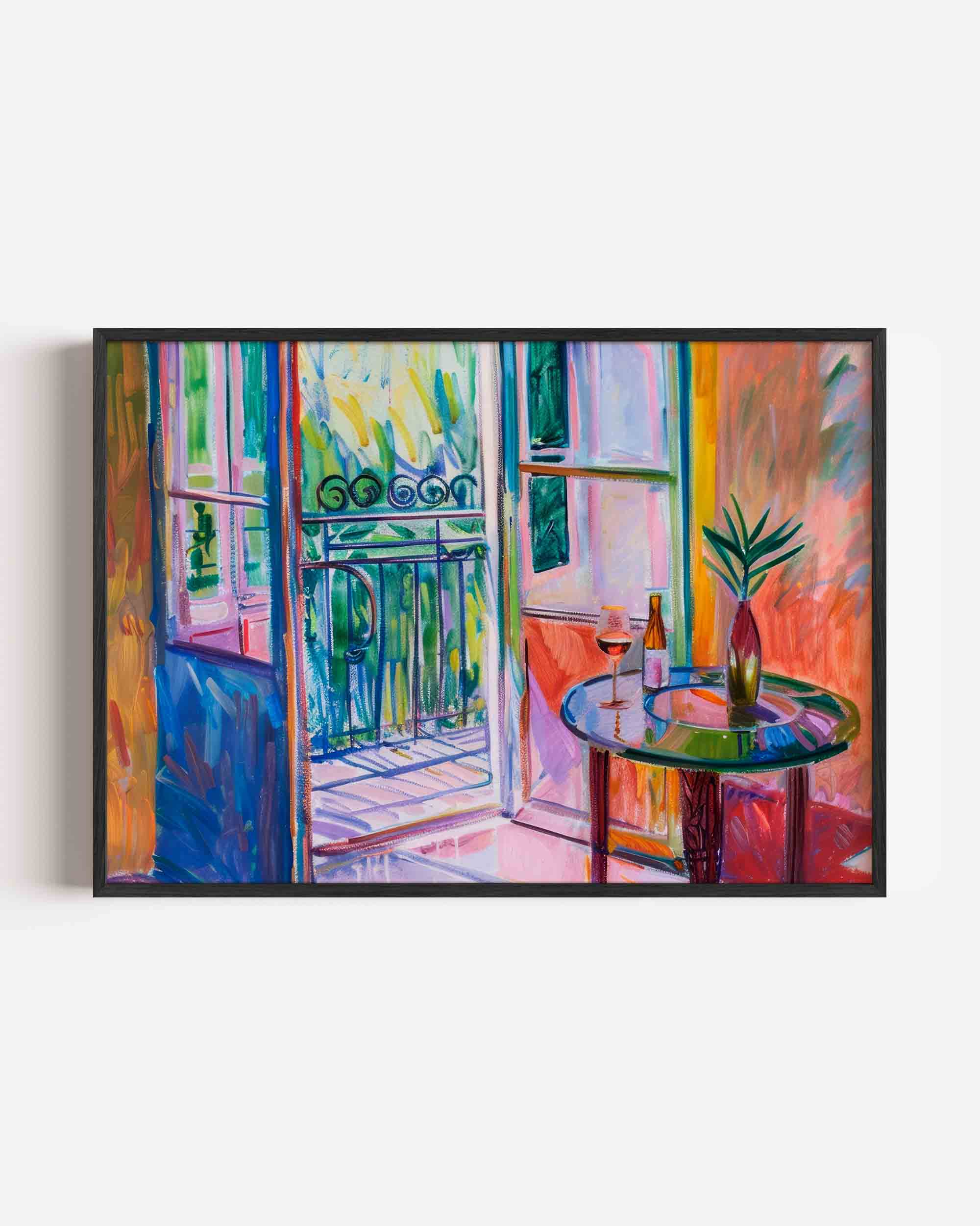Balkon met tafel Poster