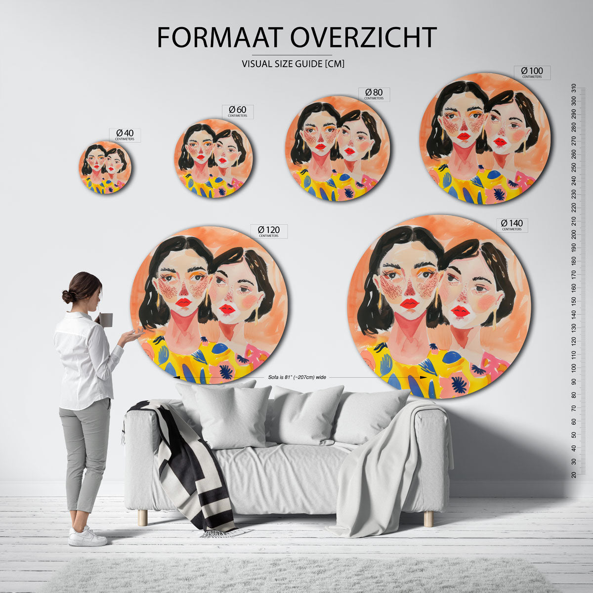Twee gezichten Muurcirkel