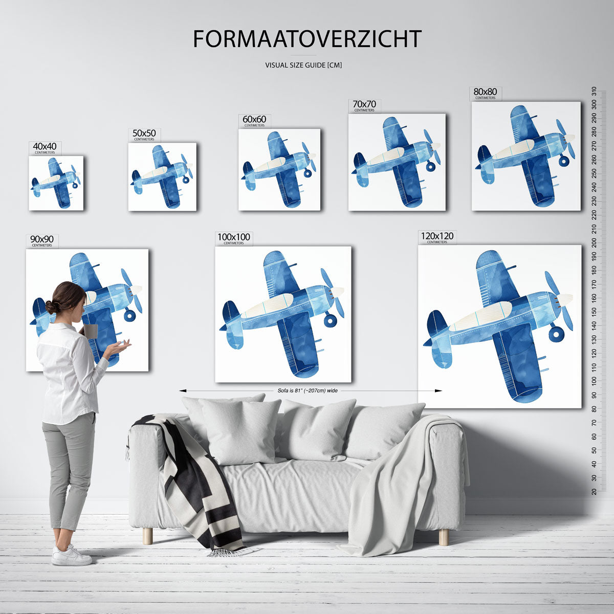 Vliegtuig in blauw Poster