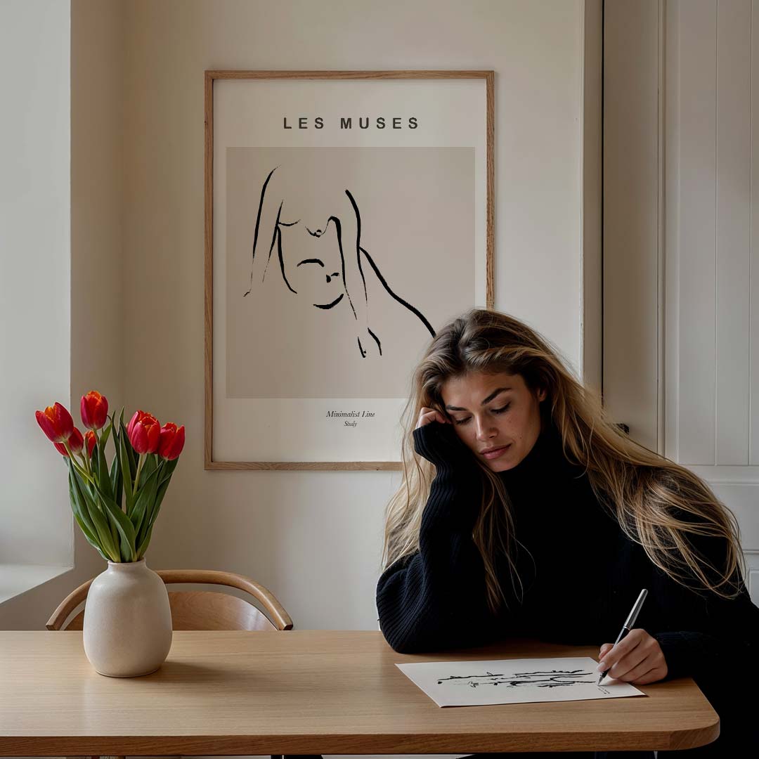 Les Muses Minimalistische Lijnposter-WallArtistic