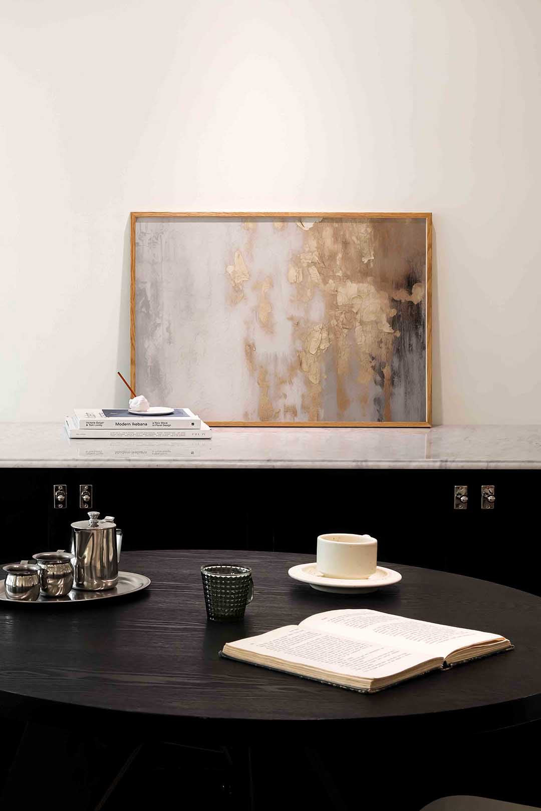 Abstracte beige en grijze Poster
