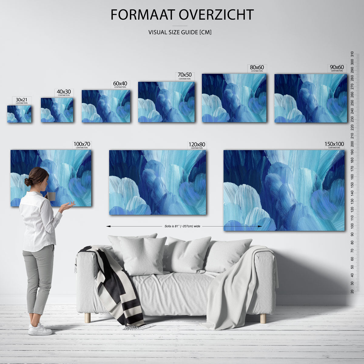 Blauwe penseelstreken Poster