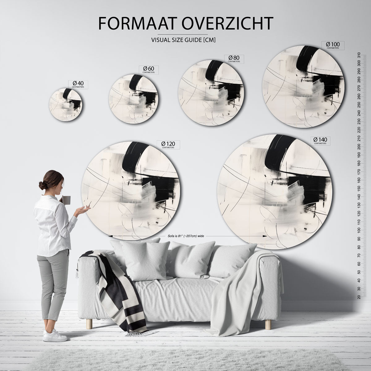 Abstracte lijnen Muurcirkel