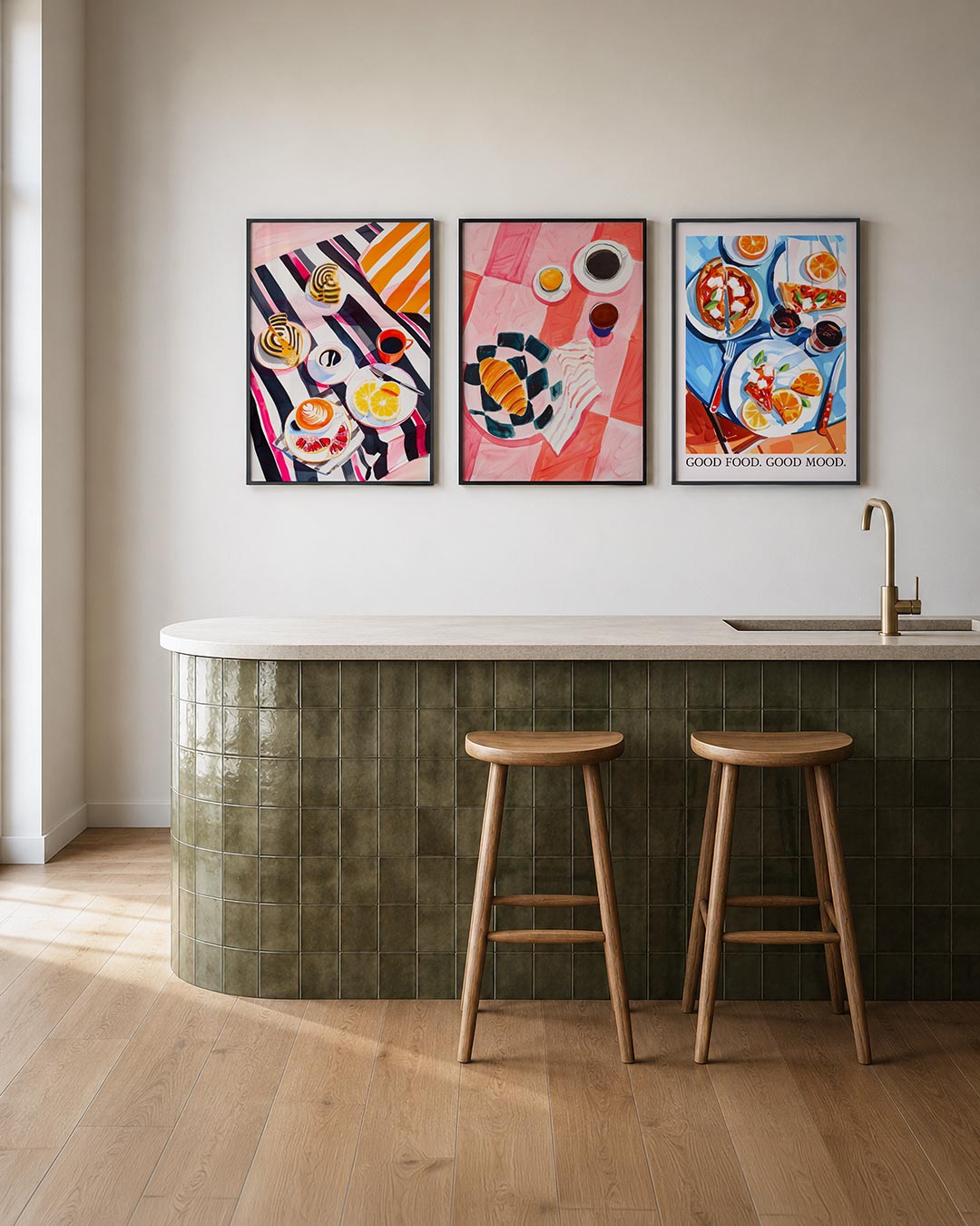 Kleurrijke ontbijtscène Posterset