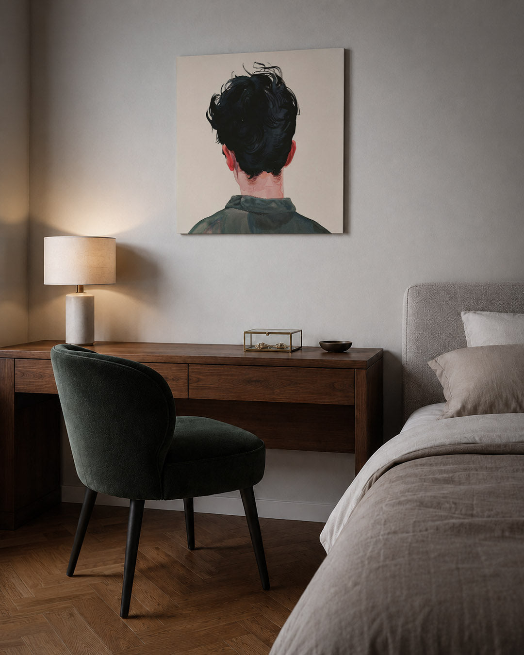 Achterkant portret Kunstwerk