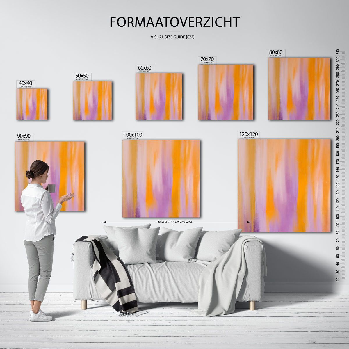 Abstracte oranje en paarse Poster