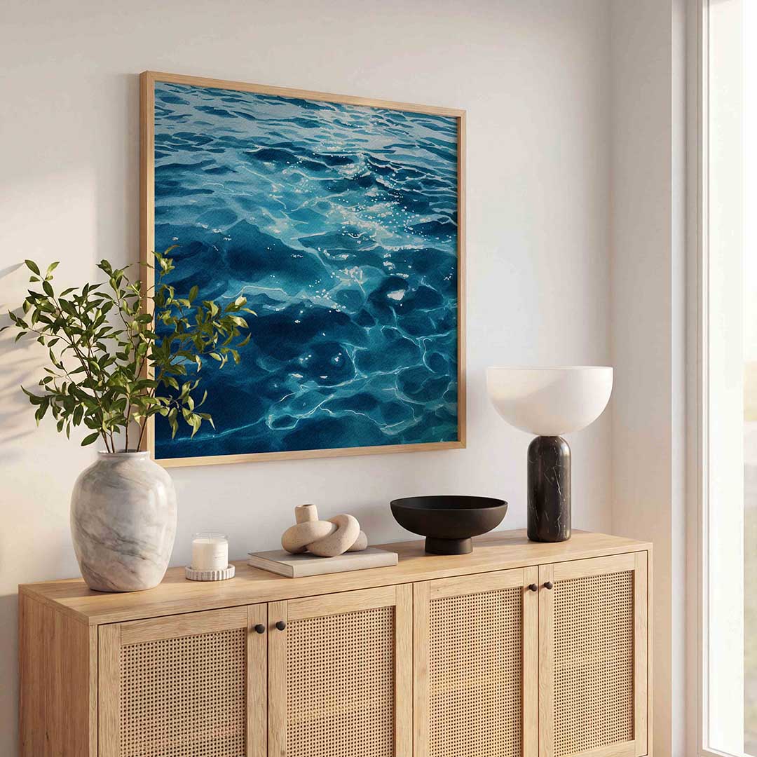 Blauwe wateroppervlak Poster