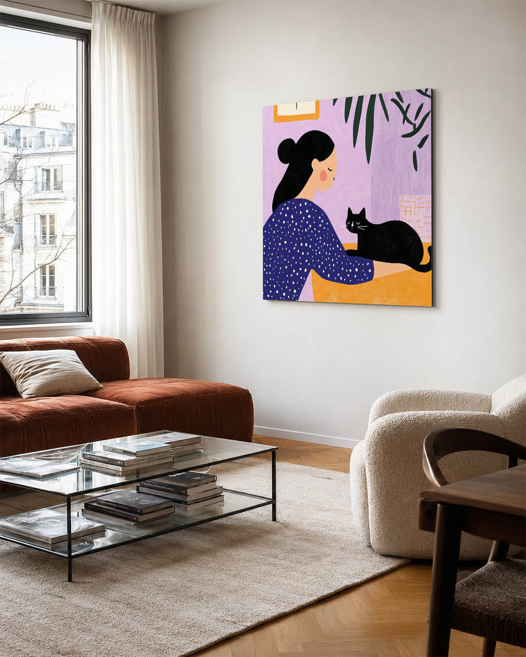Vrouw met kat Kunstwerk