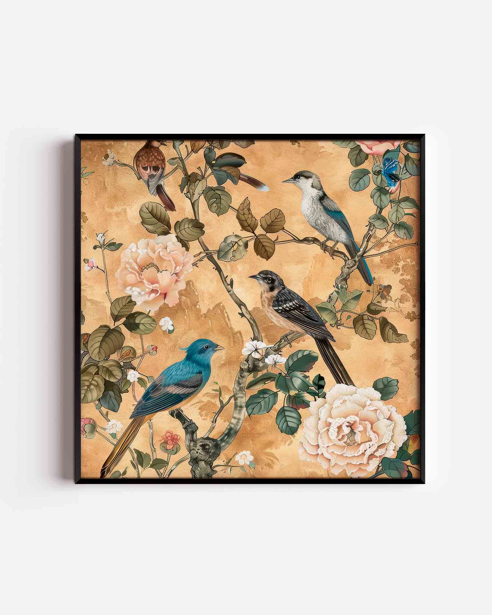 Vogels en bloemen Poster