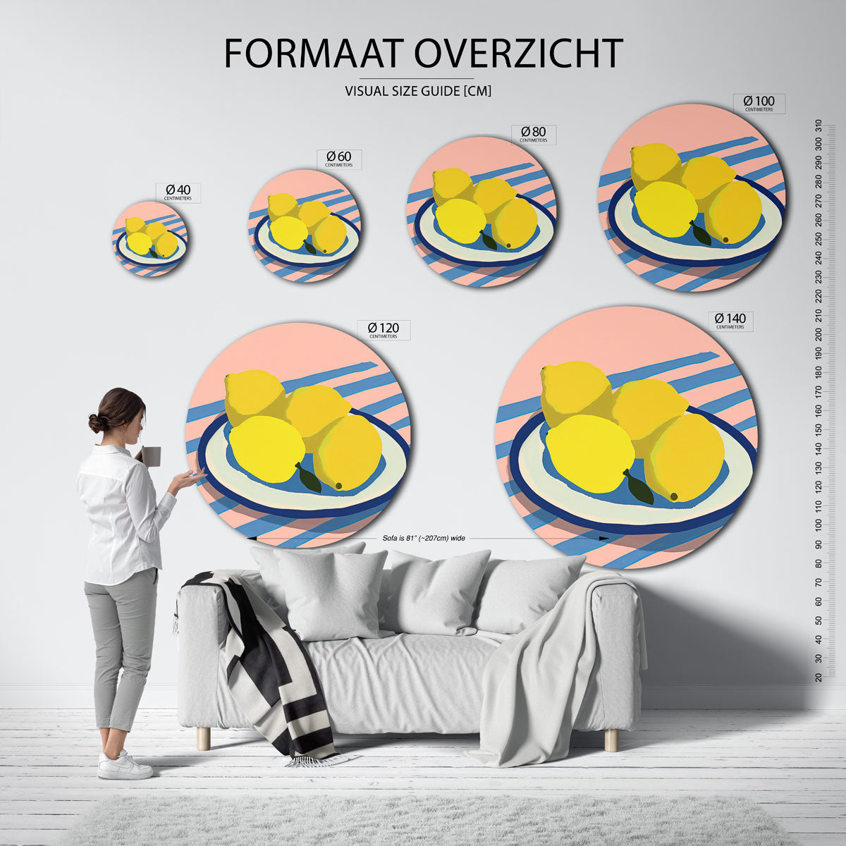 Citroenen op schaal Muurcirkel