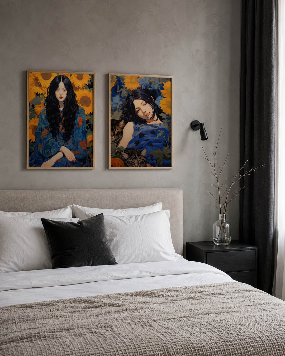 Bloemen en portret Posterset
