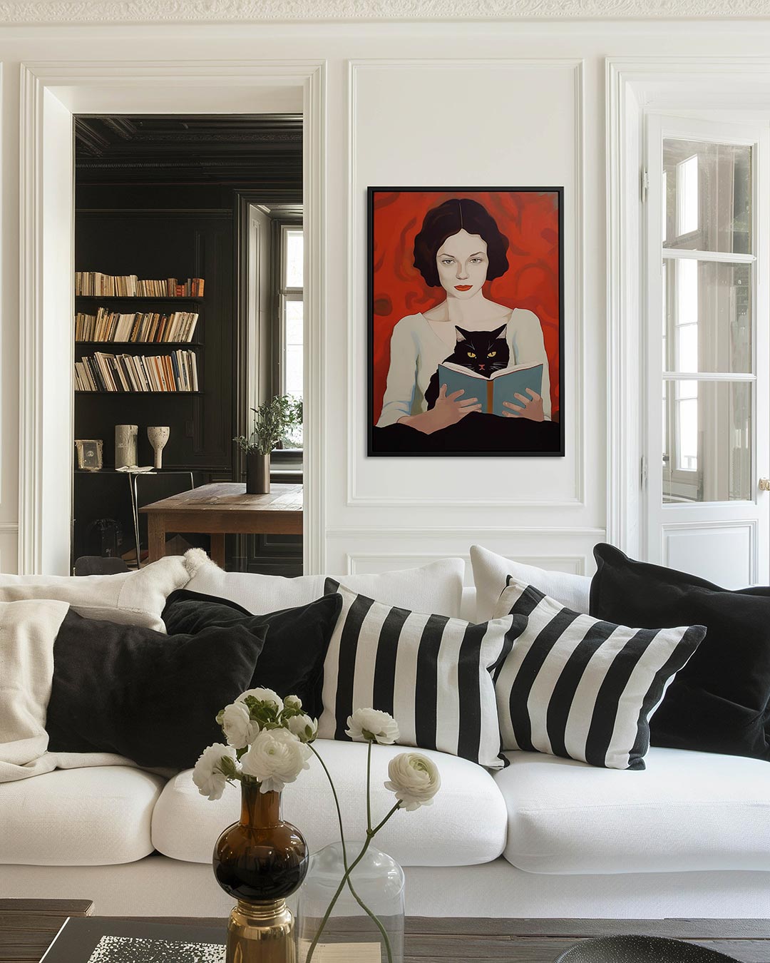 Vrouw met kat Kunstwerk