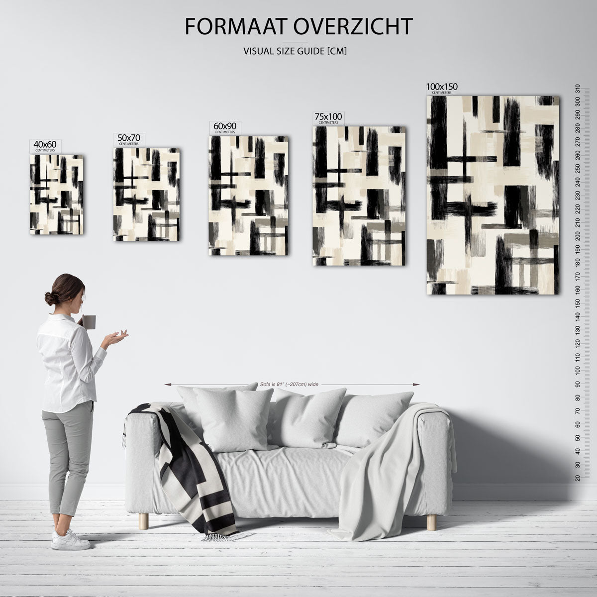 Dynamische lijnen compositie Kunstwerk