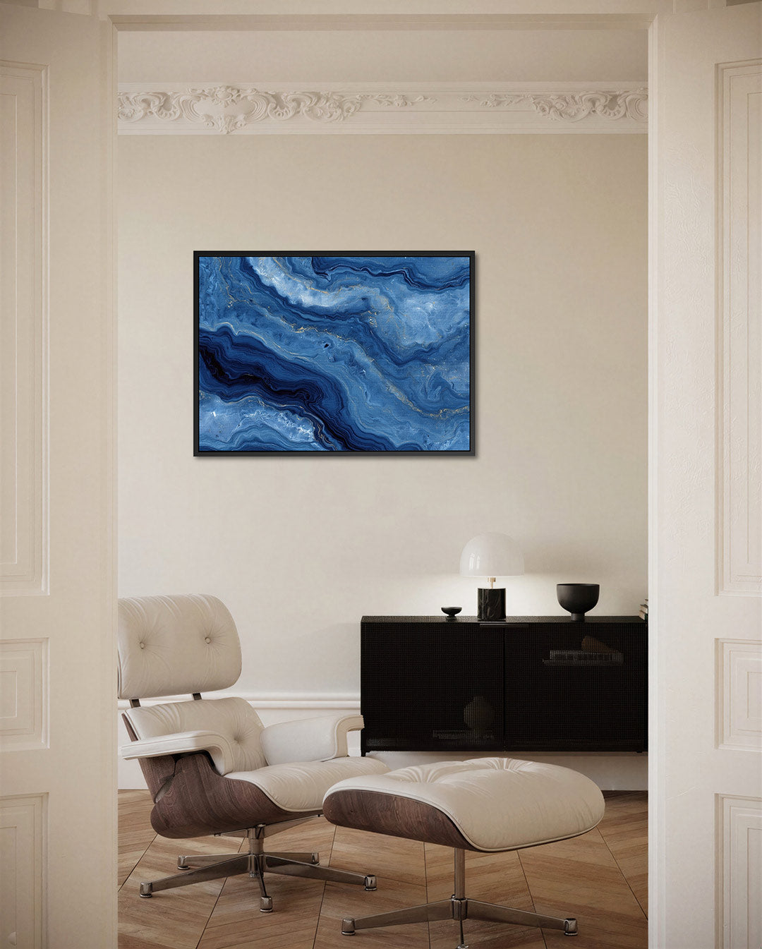 Golvende blauwe patronen Kunstwerk
