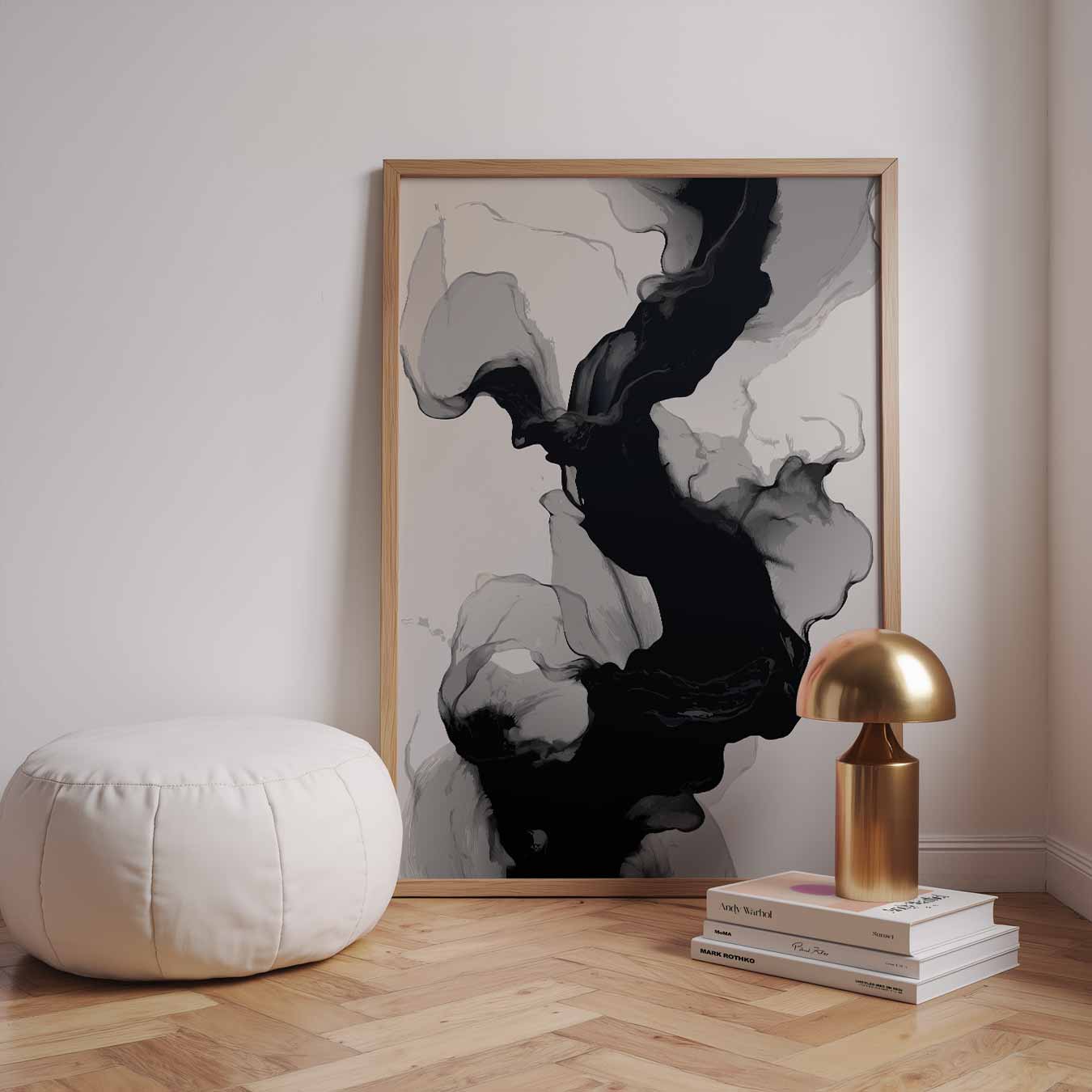 Abstracte Zwart-Wit Vloeiendheid Poster-WallArtistic