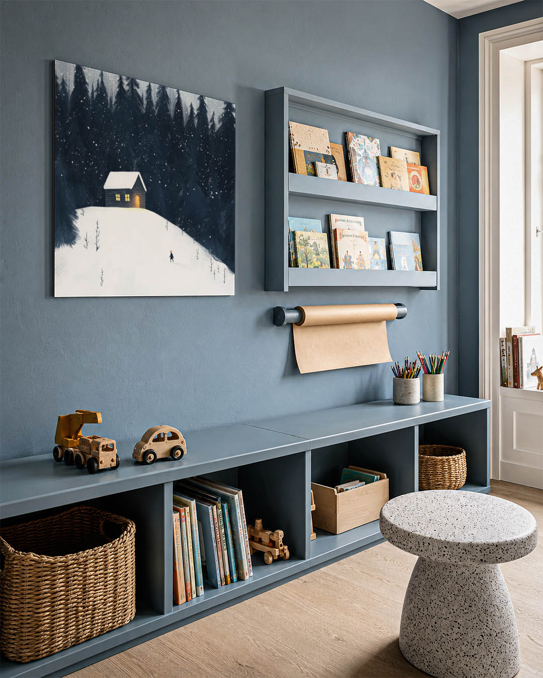 Winterlandschap met huis Kunstwerk