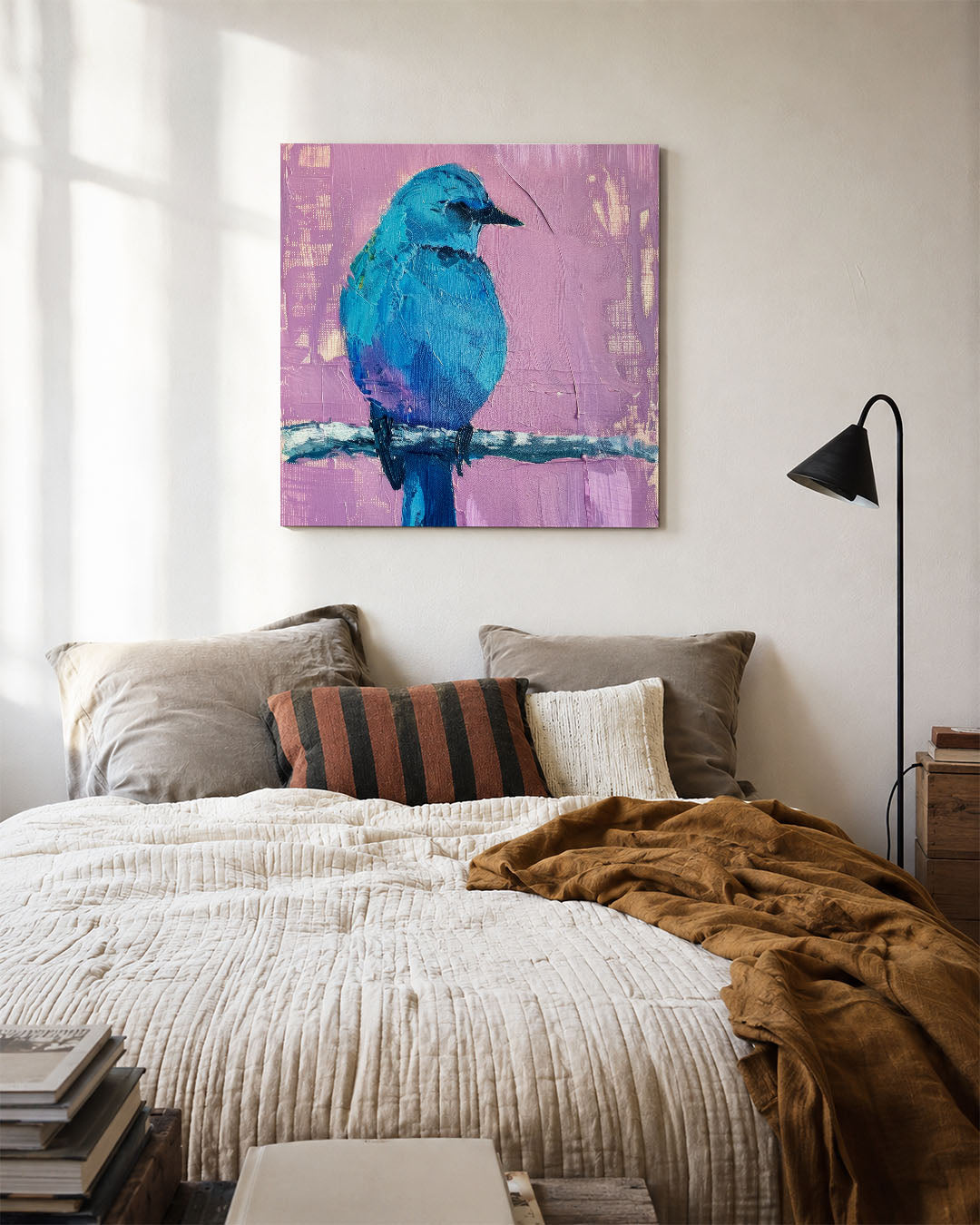 Blauwe vogel portret Kunstwerk