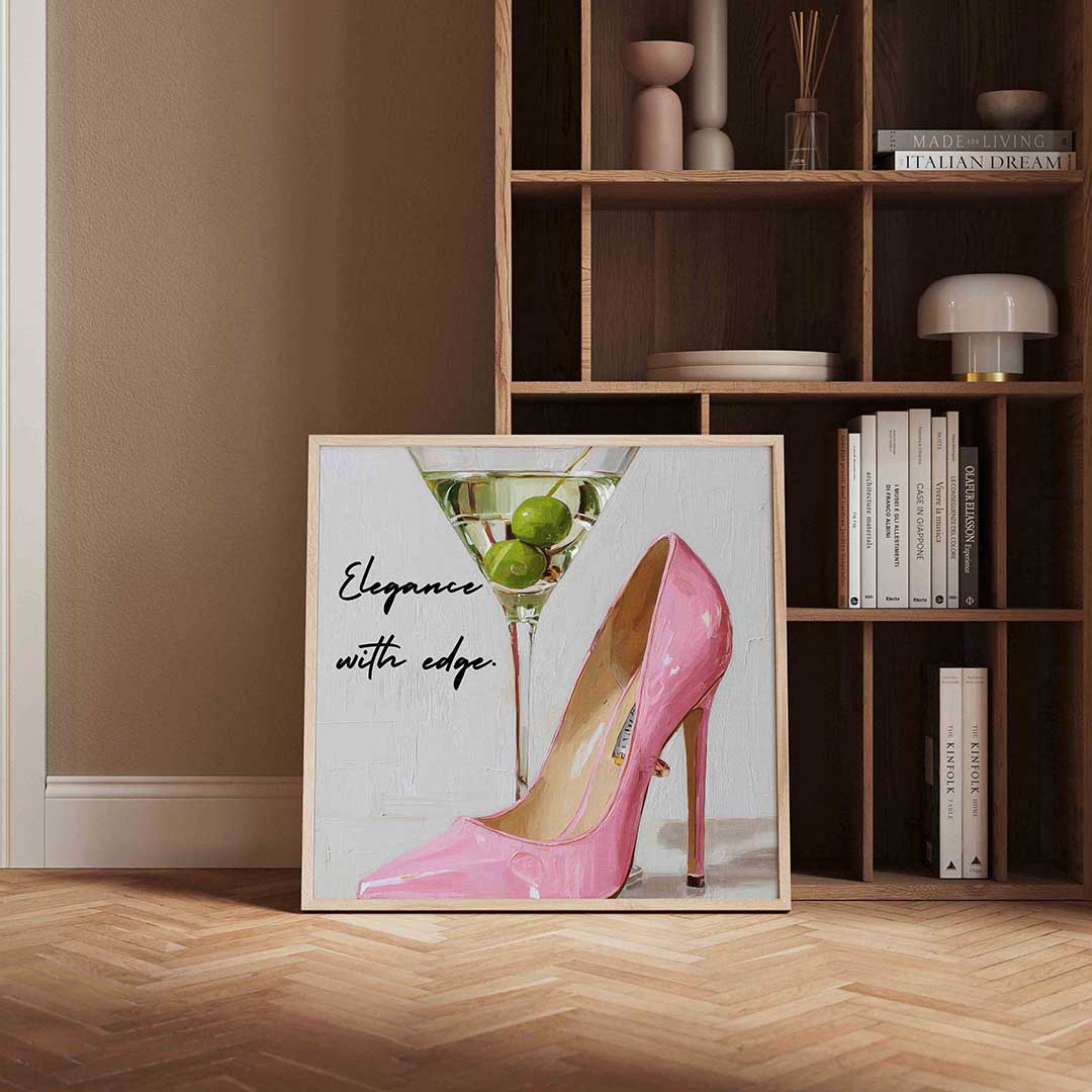 Martiniglas en roze pump Poster
