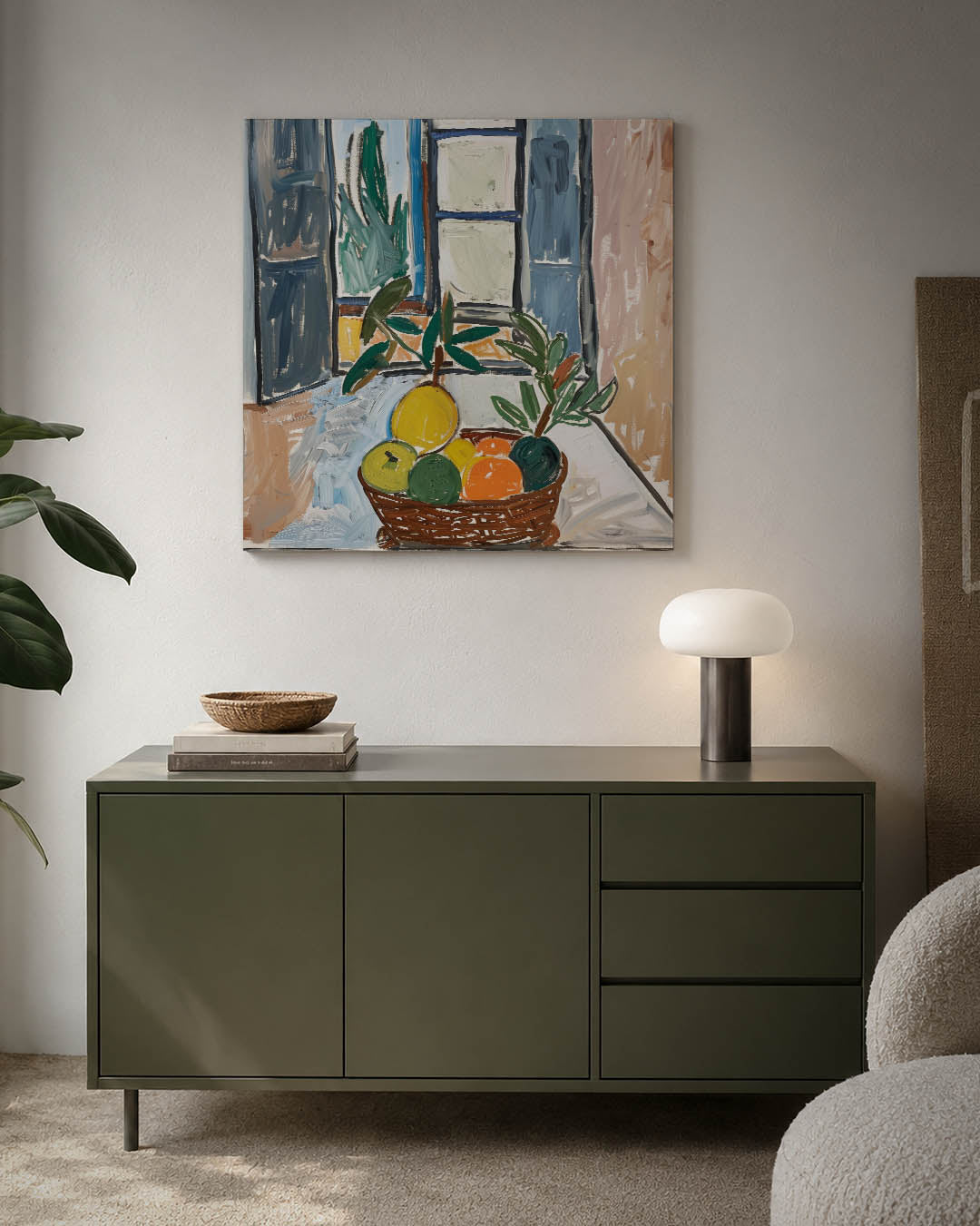 Fruitmand bij raam Kunstwerk