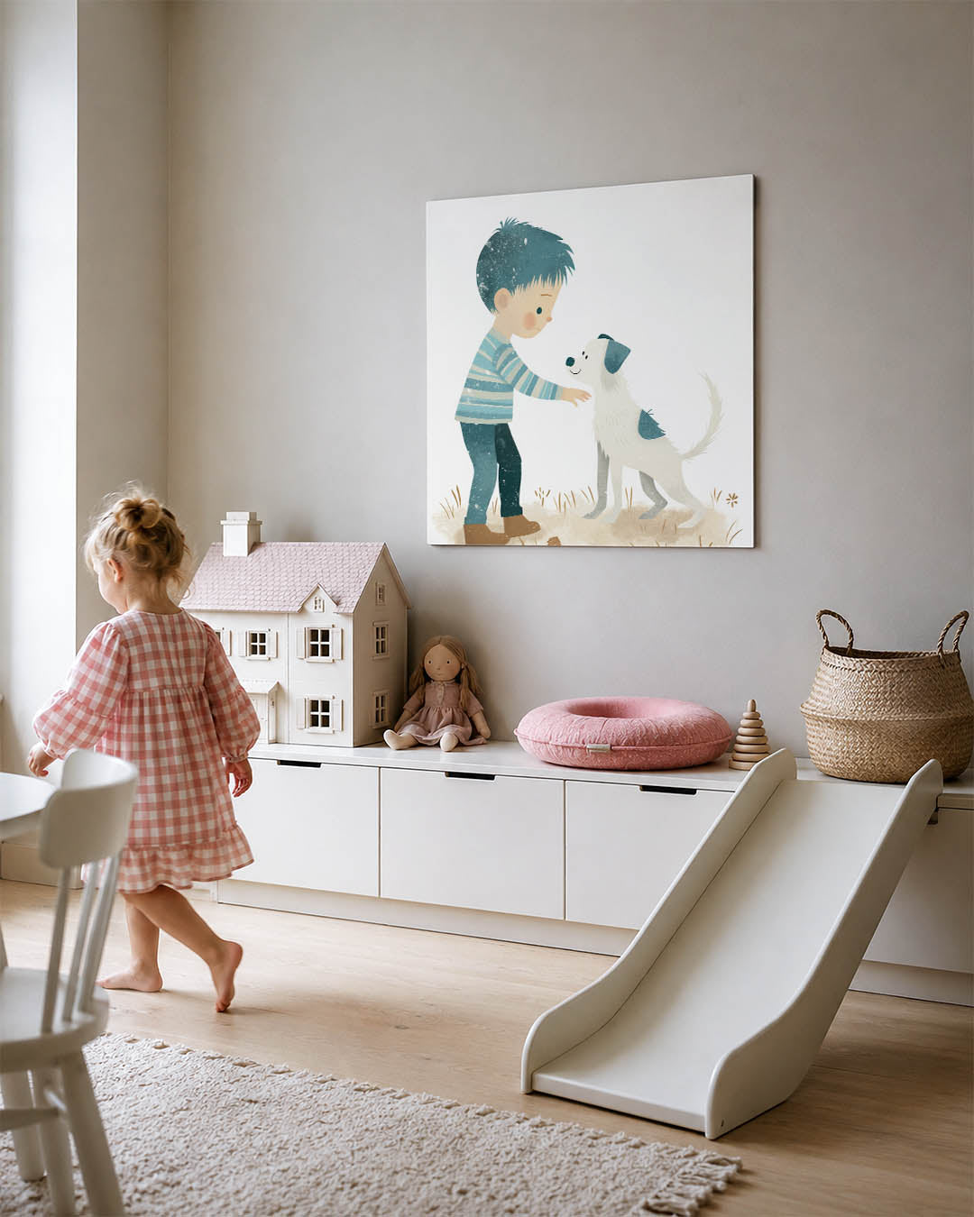Vriendschap kind en hond Kunstwerk