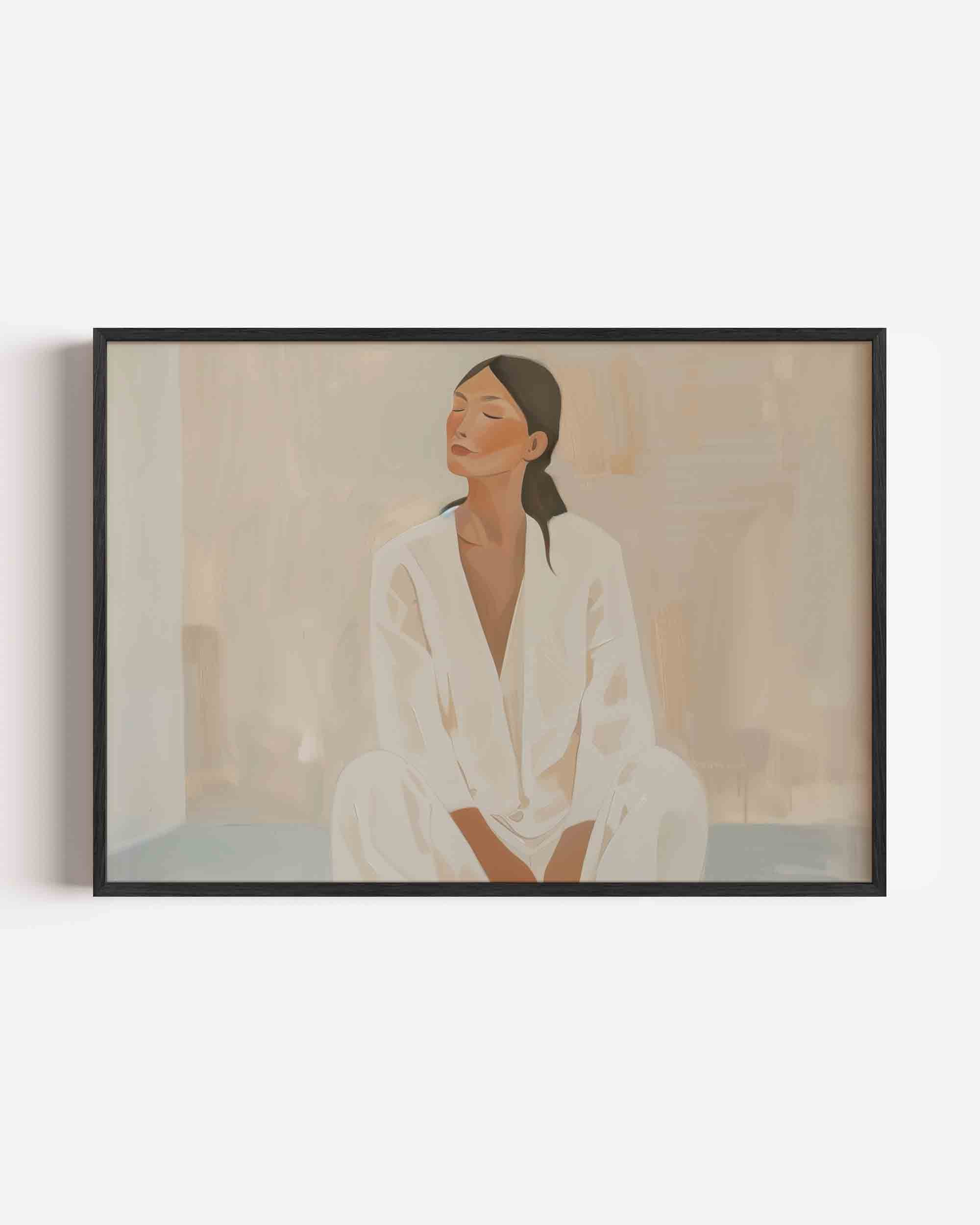 Vrouw in witte kleding Poster
